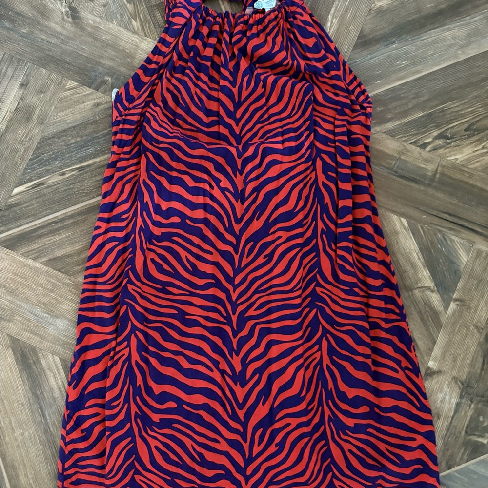 Escapada Living Orange and Purple Tiger Print Dress Clemson LSU Medium M